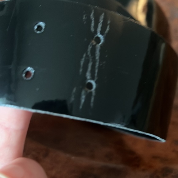 Patent Like Belt With Silver Tone Buckle - Picture 2 of 3